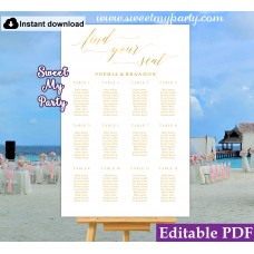 Gold Seating Chart template,Wedding Seating Plan,Gold Wedding seating chart template,(027w) Gold Seating Chart template,Wedding Seating Plan,Gold Wedding seating chart template,(027w)
